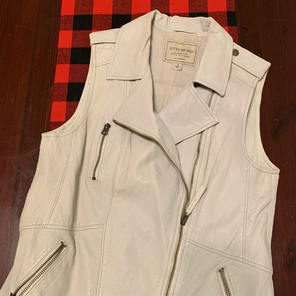 Lucky brand beige leather vest